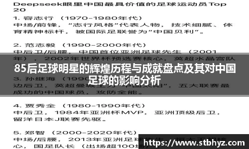 85后足球明星的辉煌历程与成就盘点及其对中国足球的影响分析